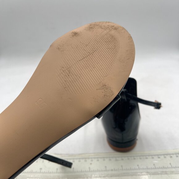 YDN Black Block Low Heel Sandals Open Toe Ankle Strap Patent Comfortable Shoes - Picture 6 of 8